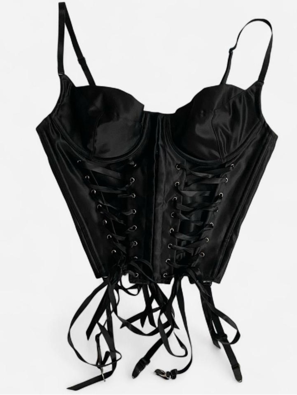 Vintage Y2K black corset w/garters